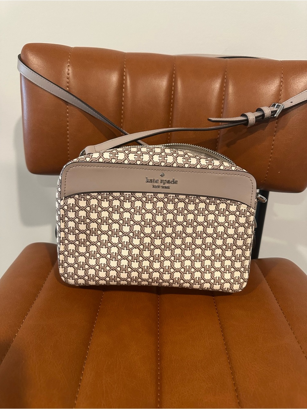 kate spade Cream & Taupe Patterned Crossbody Bag